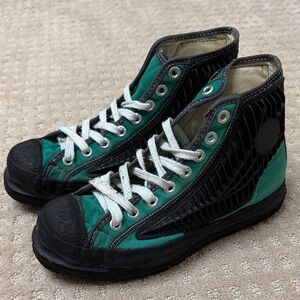 Green and Black High-Top Broomball Shoes